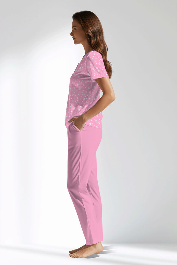 Woman Polyviscon TrueBliss Buttoned Collar Pyjama Set - VienettaROTASYON