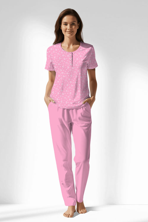 Woman Polyviscon TrueBliss Buttoned Collar Pyjama Set - VienettaROTASYON