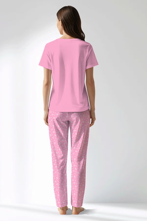 Woman Polyviscon TrueBliss Drop Collar Pyjama Set - VienettaPINK