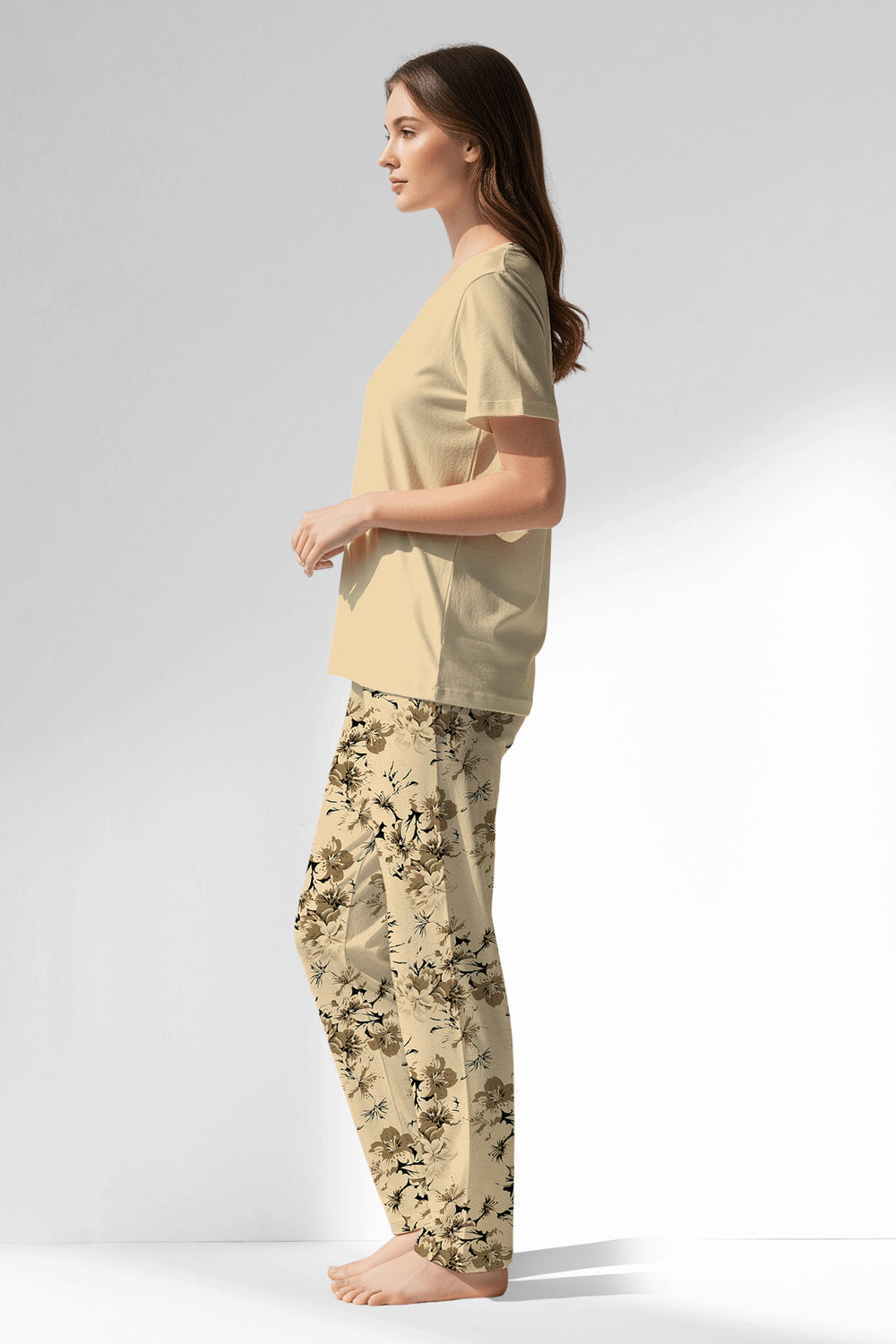 Woman Polyviscon Fleuron Pyjama Set - VienettaMETRAJ ZEMIN