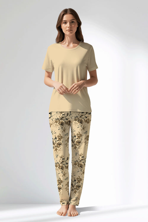 Woman Polyviscon Fleuron Pyjama Set - VienettaMETRAJ ZEMIN