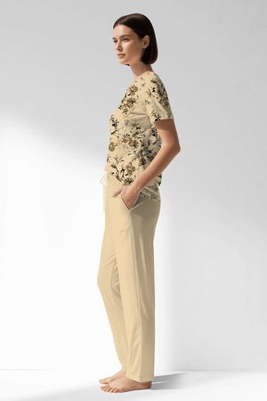 Woman Polyviscon Fleuron Pocket Detail Pyjama Set - VienettaROTASYON