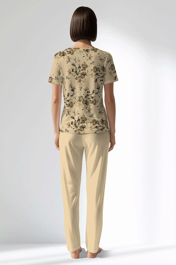 Woman Polyviscon Fleuron Pocket Detail Pyjama Set - VienettaROTASYON