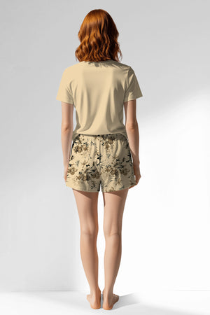 Woman Polyviscon Fleuron Short Set - VienettaMETRAJ ZEMIN