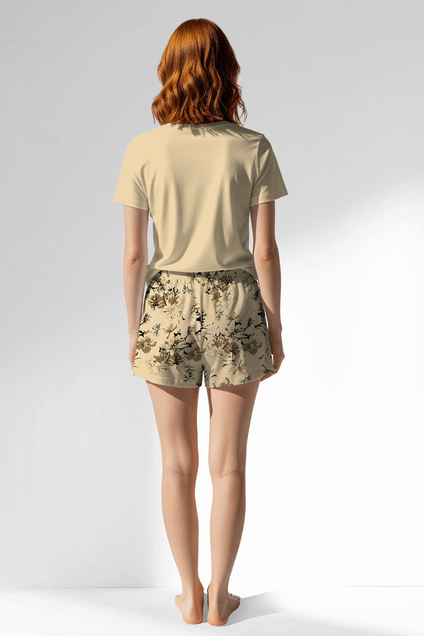 Woman Polyviscon Fleuron Short Set - VienettaMETRAJ ZEMIN