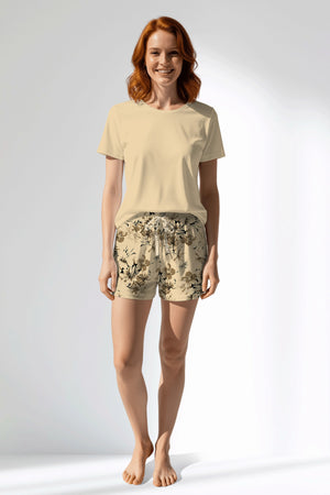 Woman Polyviscon Fleuron Short Set - VienettaMETRAJ ZEMIN