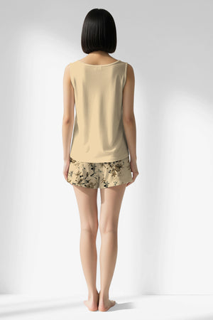 Woman Polyviscon Fleuron Thick Strap Short Set - VienettaMETRAJ ZEMIN
