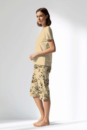 Woman Polyviscon Fleuron Capri Set - VienettaMETRAJ ZEMIN