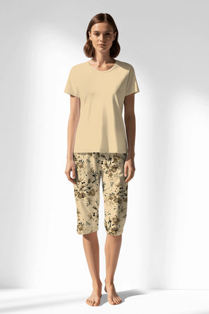 Woman Polyviscon Fleuron Capri Set - VienettaMETRAJ ZEMIN