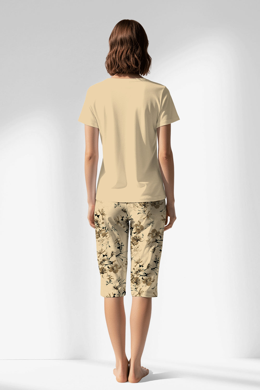 Woman Polyviscon Fleuron Capri Set - VienettaMETRAJ ZEMIN