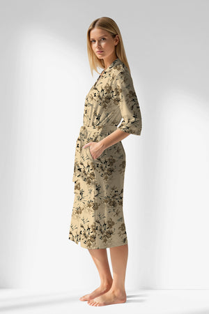 Woman Polyviscon Fleuron Dressing Gown - VienettaROTASYON