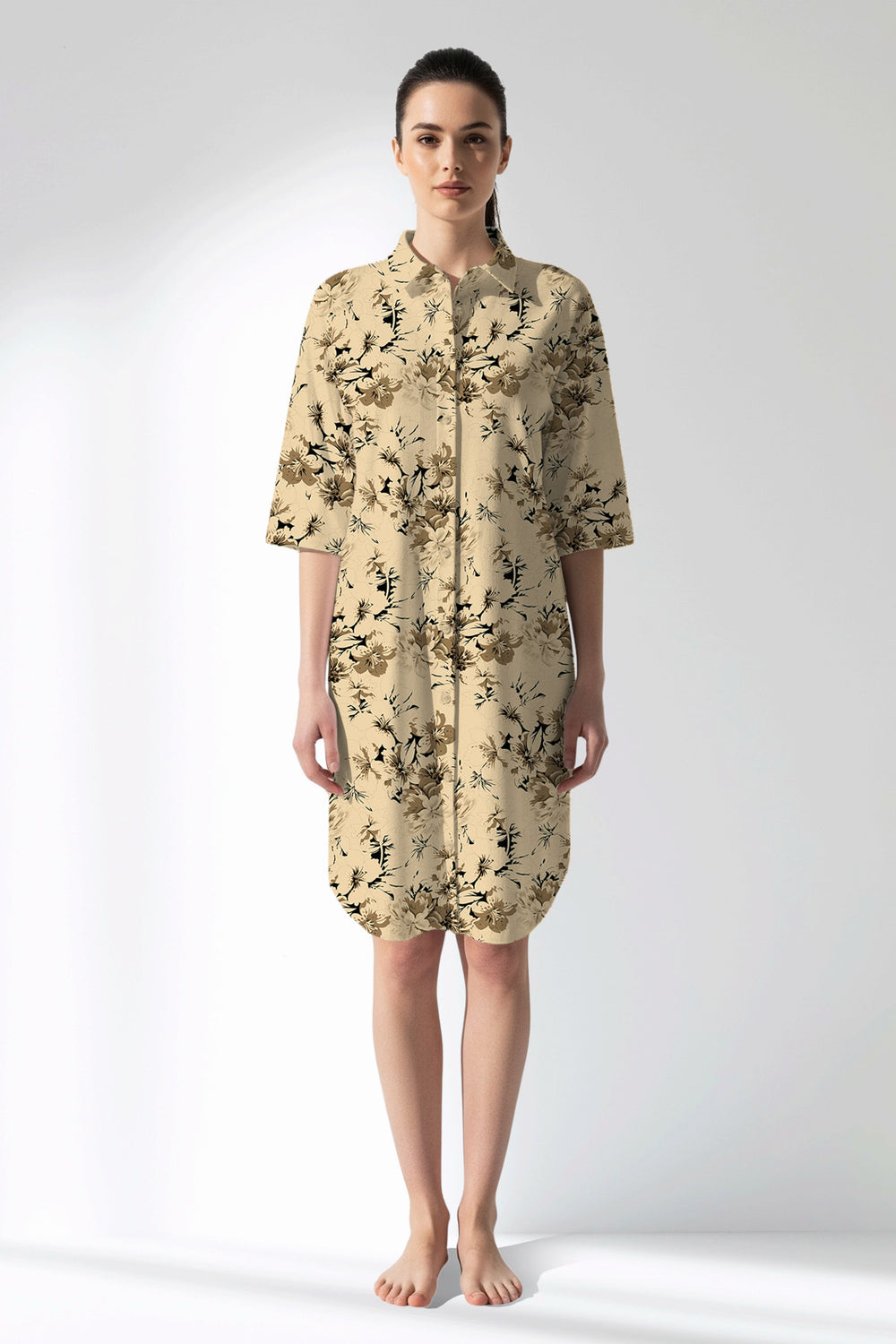 Woman Polyviscon Fleuron Shirt Tunic - VienettaROTASYON