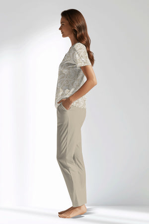 Woman Polyviscon Lunafleur Buttoned Collar Pyjama Set - VienettaROTASYON