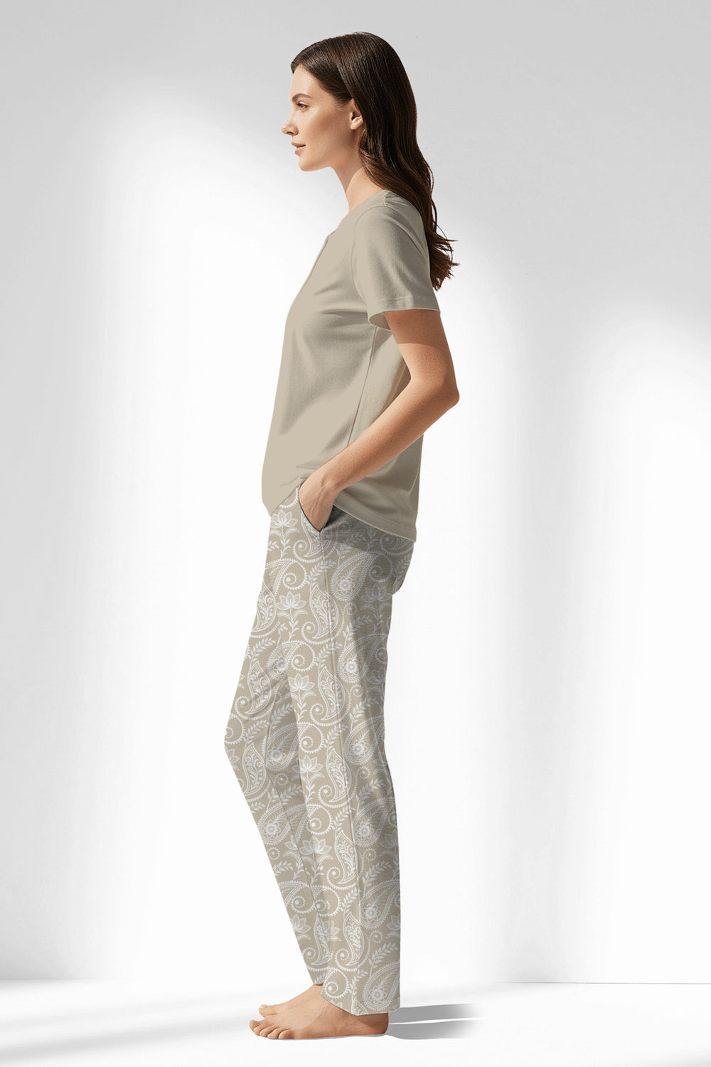 Woman Polyviscon Lunafleur Drop Collar Pyjama Set - Vienetta14 - 1107