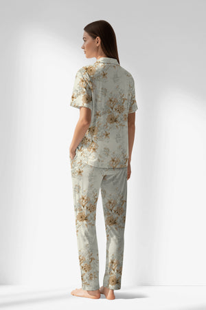Woman Polyviscon Magnolia Buttoned Pyjama Set - VienettaROTASYON