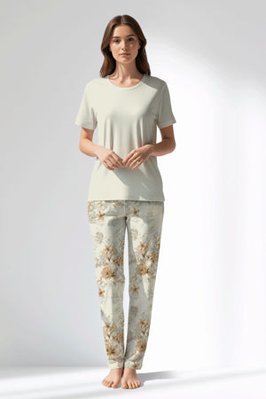 Woman Polyviscon Magnolia Pyjama Set - VienettaMETRAJ ZEMIN