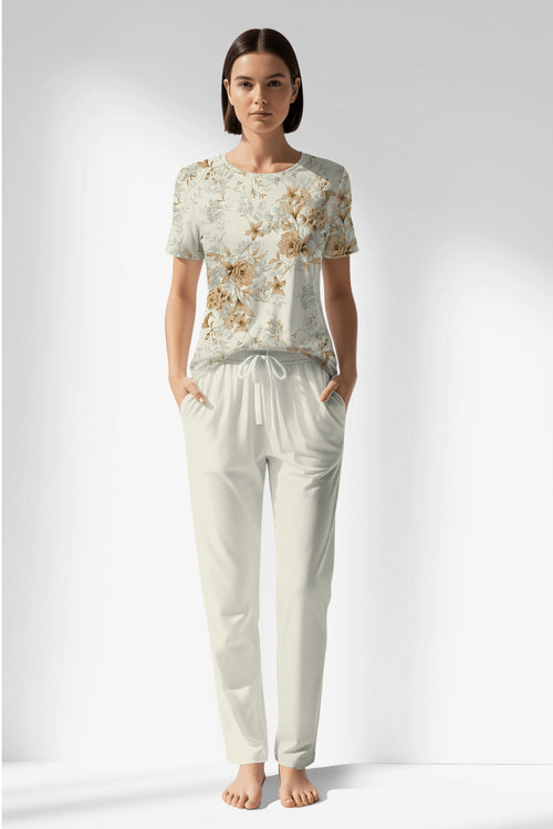Woman Polyviscon Magnolia Pocket Detail Pyjama Set - VienettaROTASYON