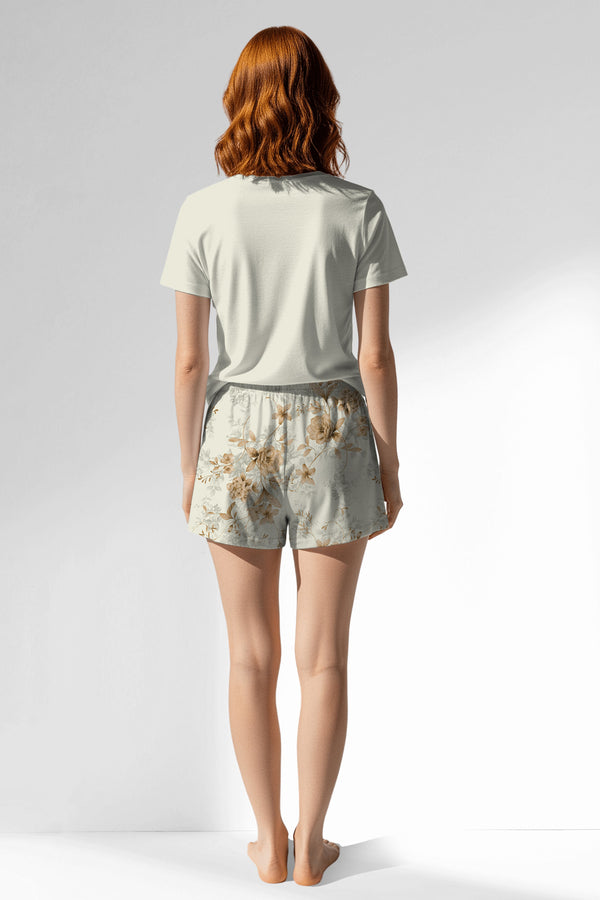 Woman Polyviscon Magnolia Short Set - VienettaMETRAJ ZEMIN