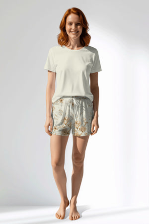 Woman Polyviscon Magnolia Short Set - VienettaMETRAJ ZEMIN