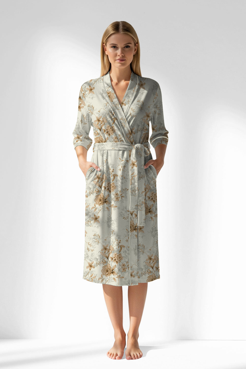 Woman Polyviscon Magnolia Dressing Gown - VienettaROTASYON