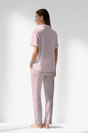 Woman Polyviscon Cloud Buttoned Pyjama Set - VienettaROTASYON
