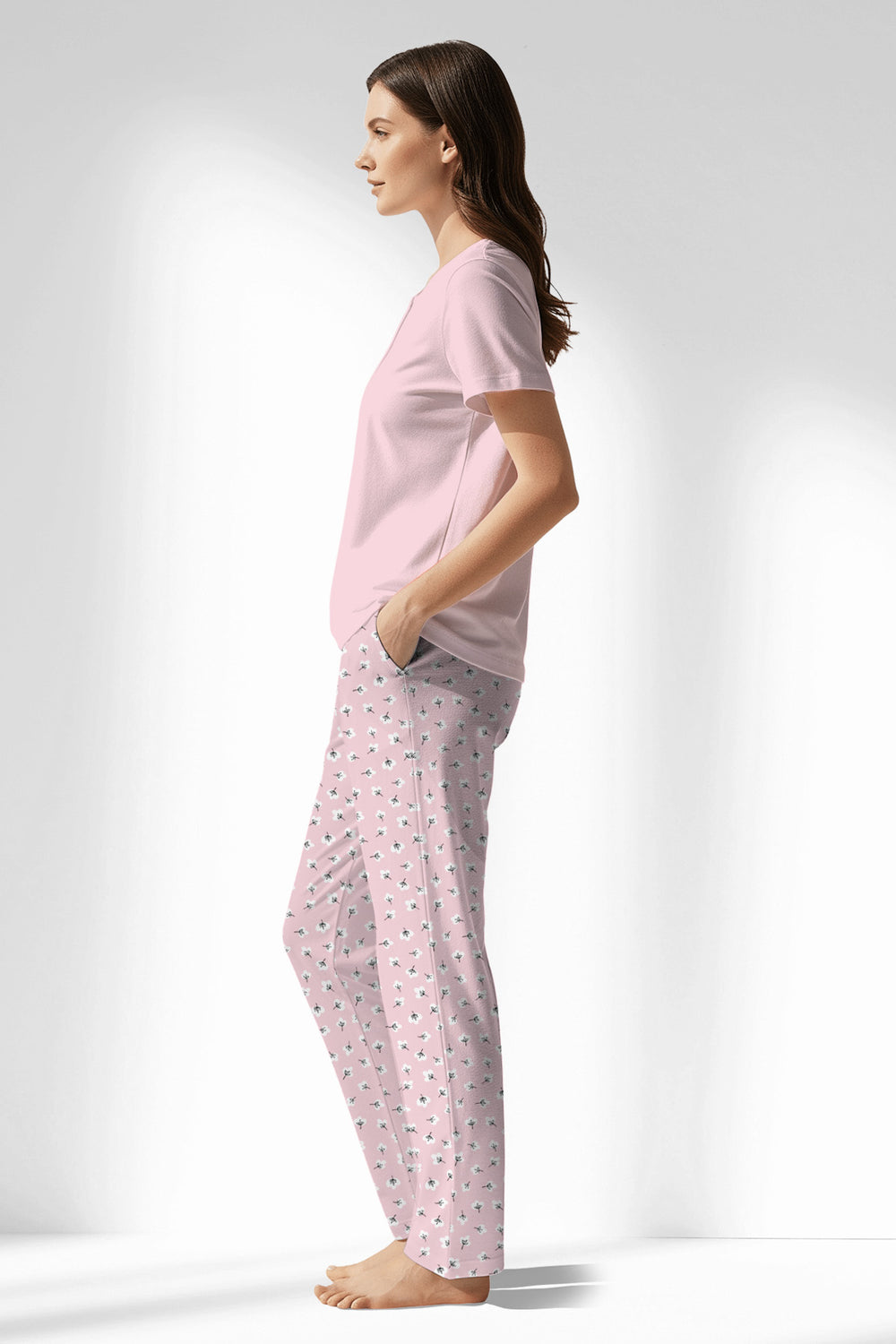 Woman Polyviscon Cloud Drop Collar Pyjama Set - Vienetta12 - 2906