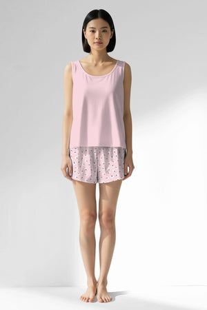 Woman Polyviscon Cloud Thick Strap Short Set - Vienetta12 - 2906