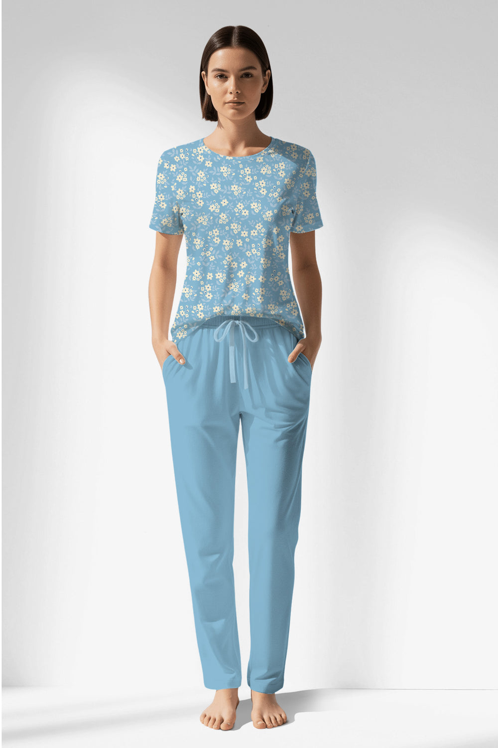 Woman Polyviscon SoftAura Pocket Detail Pyjama Set - VienettaROTASYON