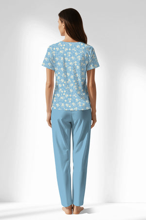 Woman Polyviscon SoftAura Buttoned Collar Pyjama Set - VienettaROTASYON