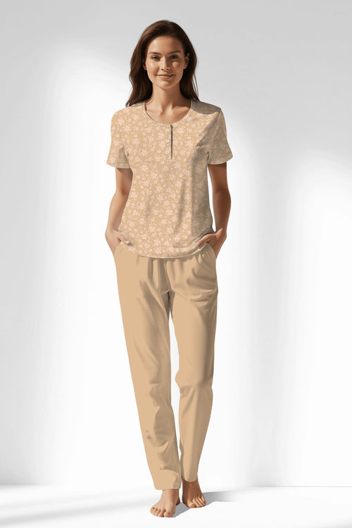 Woman Polyviscon SoftEcho Buttoned Collar Pyjama Set - ROTASYON - Image 1