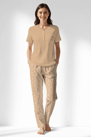 Woman Polyviscon SoftEcho Drop Collar Pyjama Set - 14-1122 - Image 1