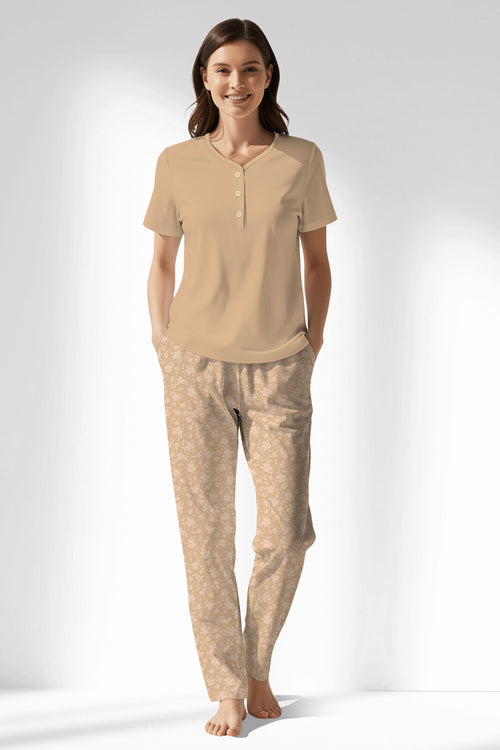 Woman Polyviscon SoftEcho Drop Collar Pyjama Set - 14-1122 - Image 1