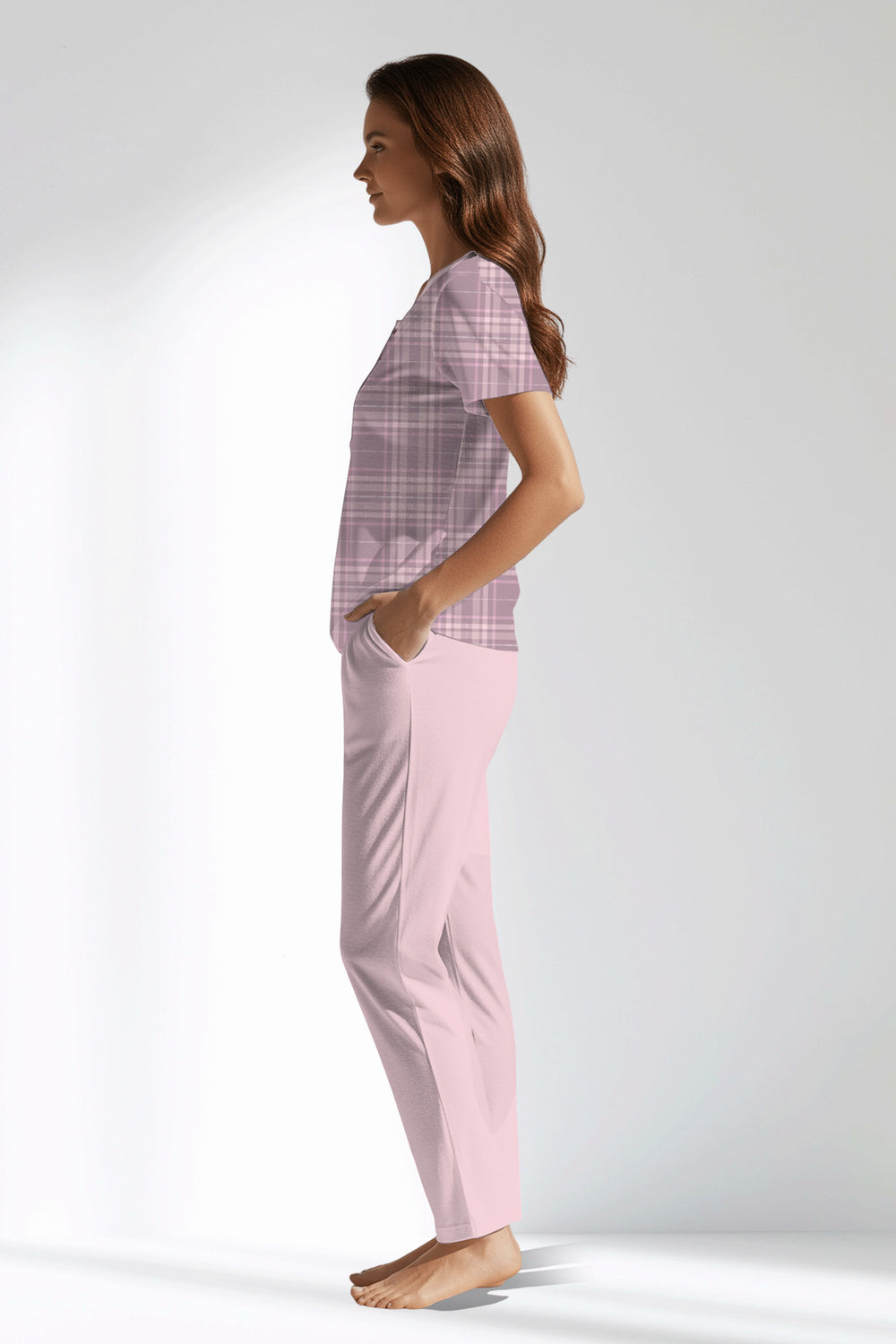 Woman Polyviscon TidyPatch Buttoned Collar Pyjama Set - ROTASYON - Image 1