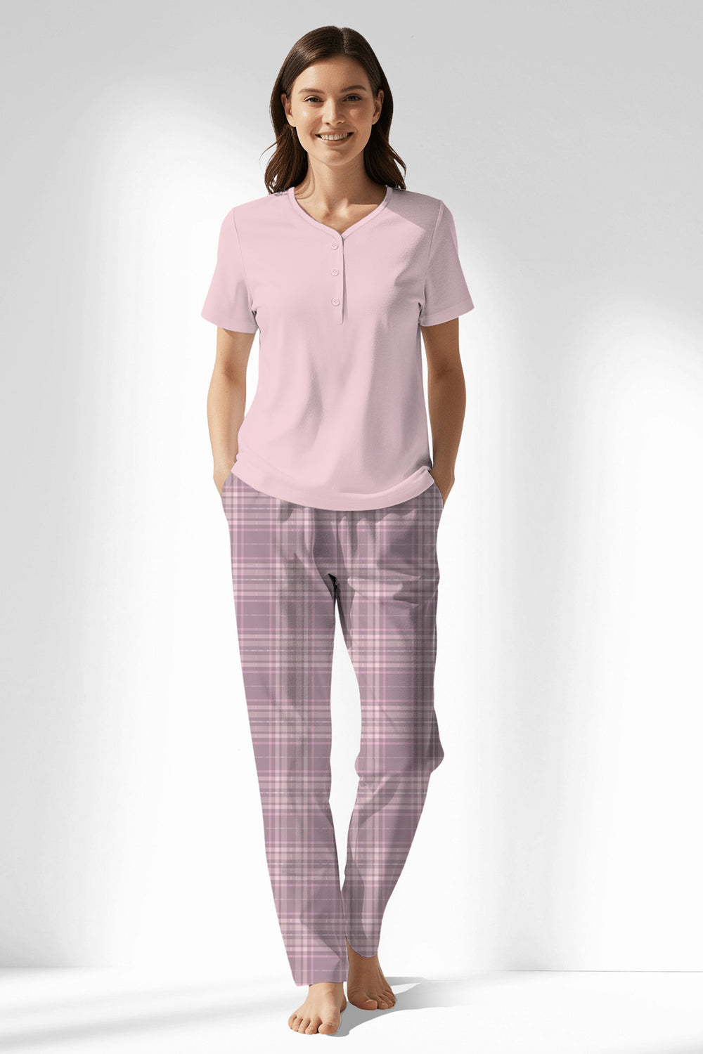 Woman Polyviscon TidyPatch Drop Collar Pyjama Set - METRAJ A.PEMBE - Image 1