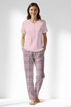 Woman Polyviscon TidyPatch Drop Collar Pyjama Set - METRAJ A.PEMBE - Image 1