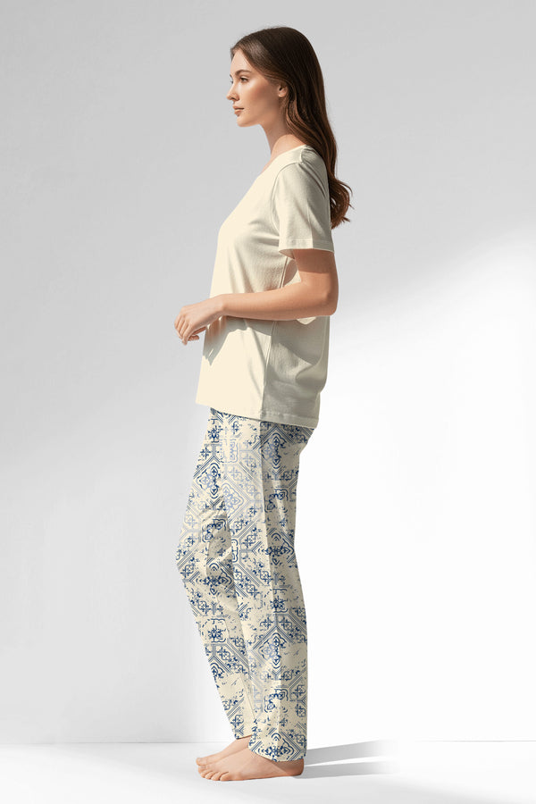 Woman Polyviscon Bluetile Pyjama Set - 11-0107 - Image 2