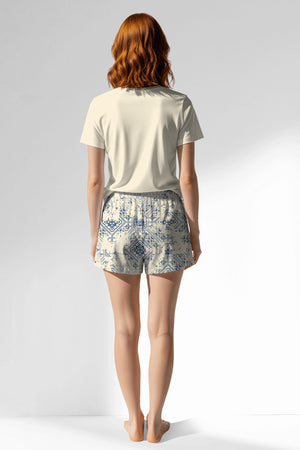 Woman Polyviscon Bluetile Short Set - 11-0107 - Image 3