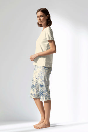 Woman Polyviscon Bluetile Capri Set - 11-0107 - Image 2