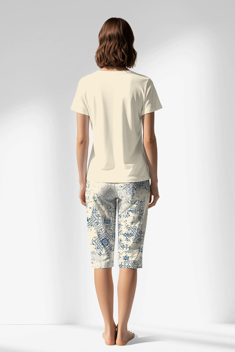 Woman Polyviscon Bluetile Capri Set - 11-0107 - Image 1