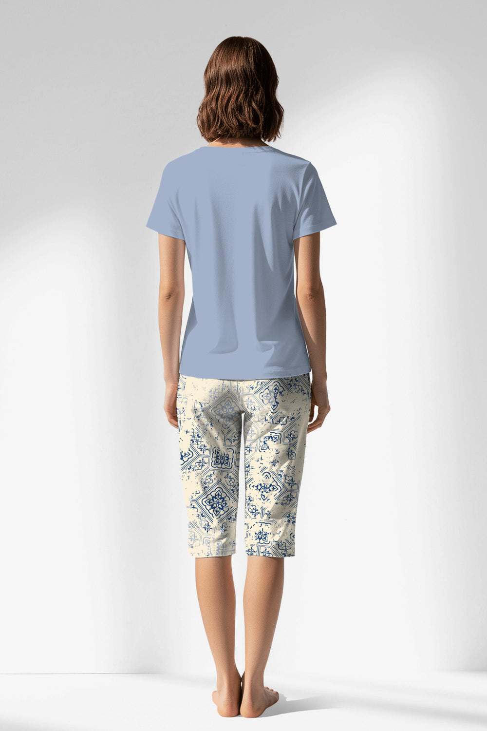 Woman Polyviscon Bluetile Capri Set - 11-0107 - Image 1