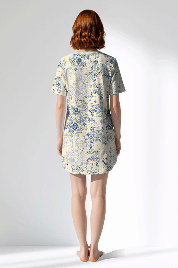 Woman Polyviscon Bluetile Pocket Detail Tunic - ROTASYON - Image 3