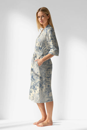 Woman Polyviscon Bluetile Dressing Gown - ROTASYON - Image 2
