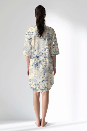 Woman Polyviscon Bluetile Shirt Tunic - ROTASYON - Image 3