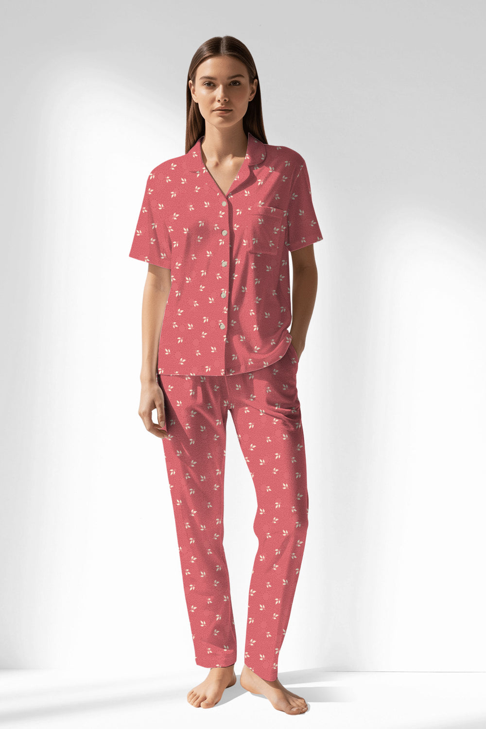 Woman Polyviscon Florentia Buttoned Pyjama Set - ROTASYON - Image 1