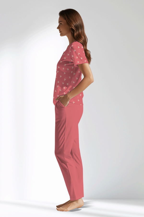 Woman Polyviscon Florentia Buttoned Collar Pyjama Set - ROTASYON - Image 2