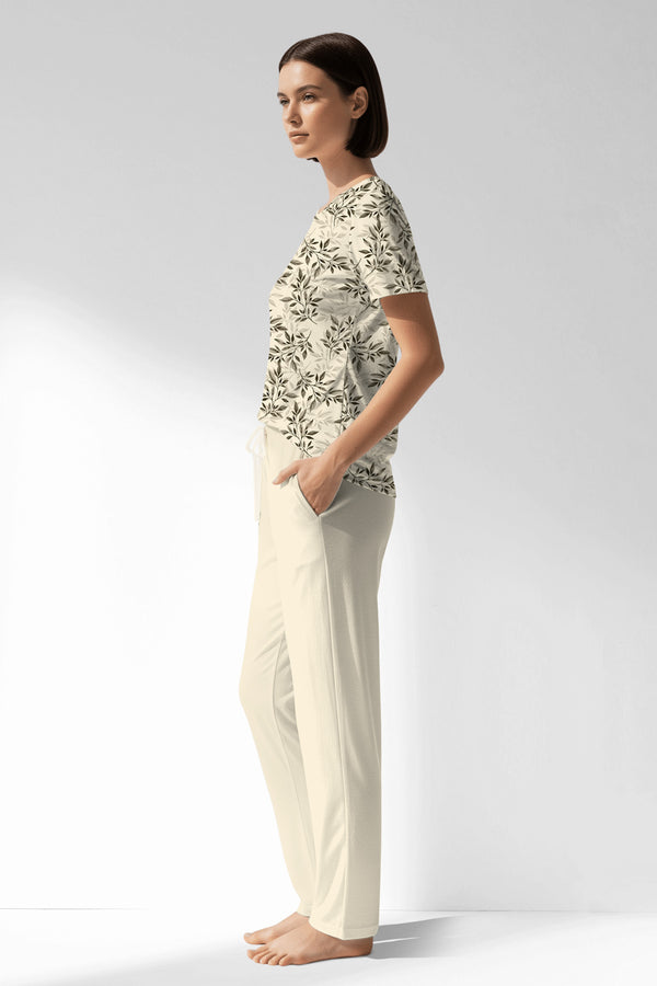 Woman Polyviscon DuskFlora Pocket Detail Pyjama Set - ROTASYON - Image 2