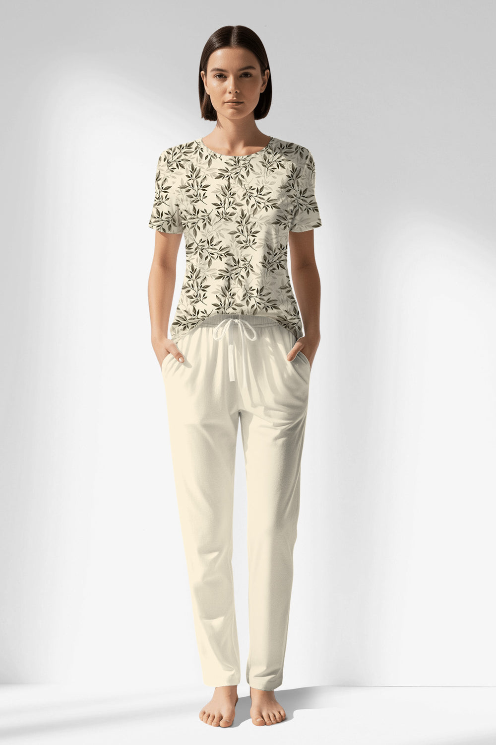 Woman Polyviscon DuskFlora Pocket Detail Pyjama Set - ROTASYON - Image 1