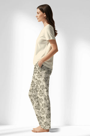 Woman Polyviscon DuskFlora Drop Collar Pyjama Set - METRAJ ZEMIN - Image 2