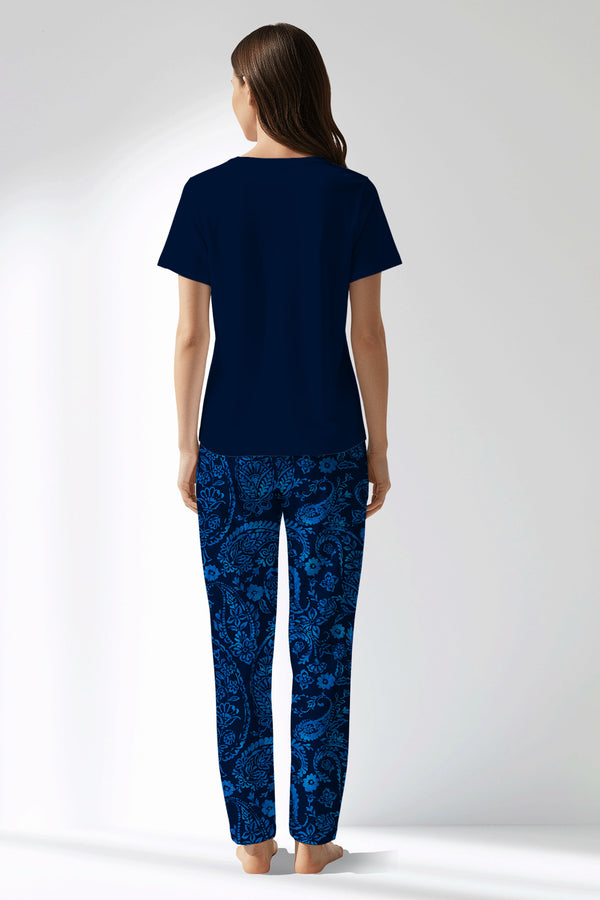 Woman Polyviscon Petarel Drop Collar Pyjama Set - METRAJ ZEMIN - Image 3