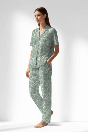 Woman Polyviscon GreenDay Buttoned Pyjama Set - ROTASYON - Image 2